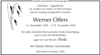 Anzeige von Werner Offers 