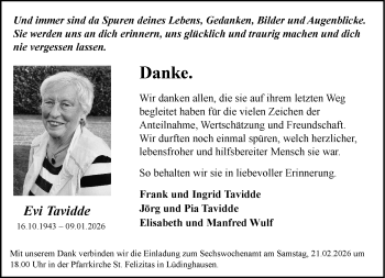 Anzeige von Evi Tavidde 