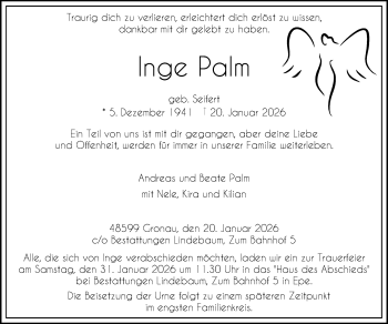Anzeige von Inge Palm 