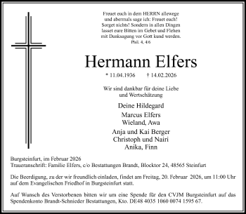 Anzeige von Hermann Elfers 