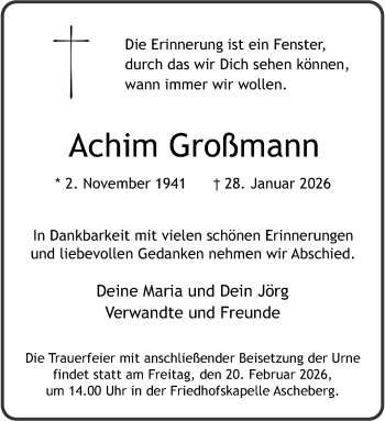 Anzeige von Achim Großmann 