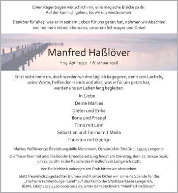 Anzeige von Manfred Haßlöver 