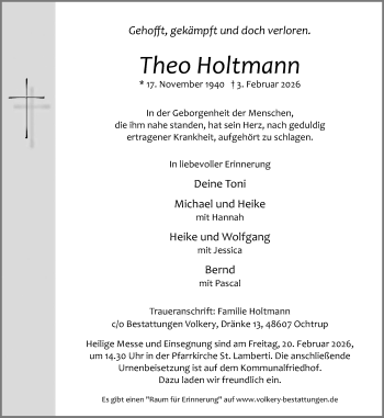 Anzeige von Theo Holtmann 
