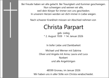 Anzeige von Christa Parpart 