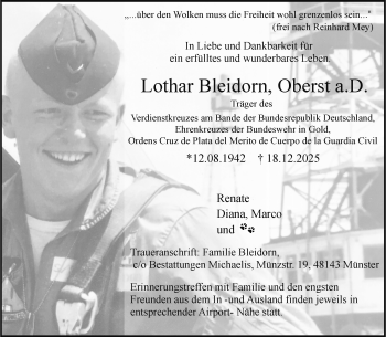 Anzeige von Lothar Bleidorn 