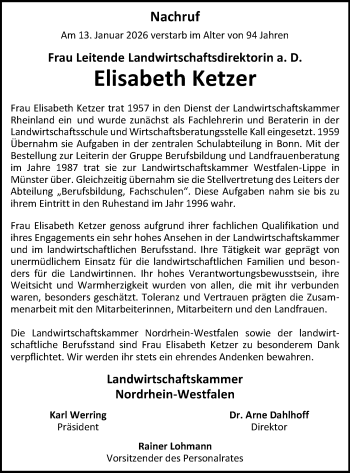 Anzeige von Elisabeth Ketzer 