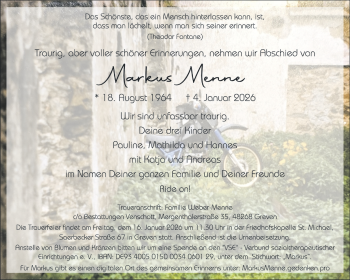 Anzeige von Markus Menne 