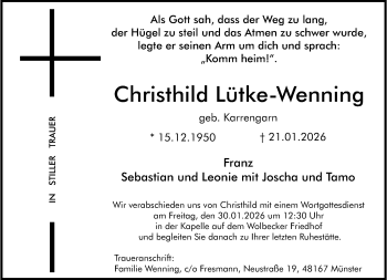 Anzeige von Christhild Lütke-Wenning 
