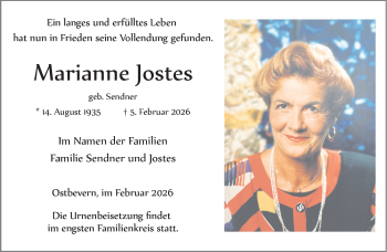 Anzeige von Marianne Jostes 