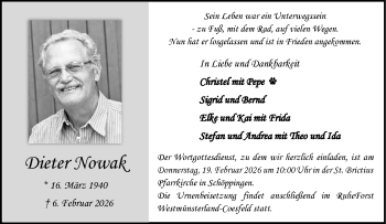 Anzeige von Dieter Nowak 