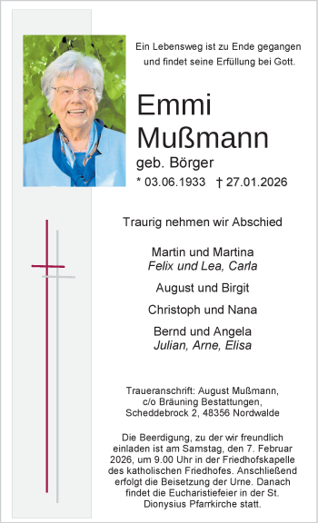 Anzeige von Emmi Mußmann 