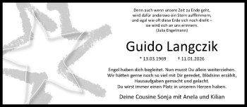 Anzeige von Guido Langczik 