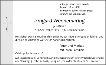 Anzeige von Irmgard Wennemaring 
