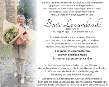 Anzeige von Beate Lewandowski 