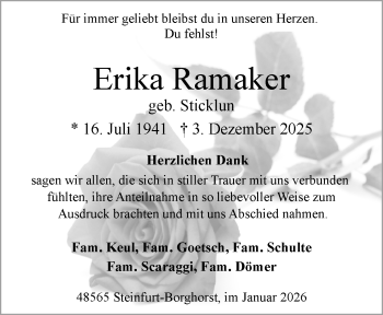 Anzeige von Erika Ramaker 