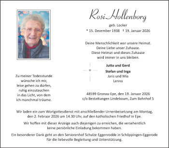 Anzeige von Rosi Hollenborg 