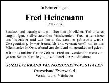 Anzeige von Fred Heinemann 