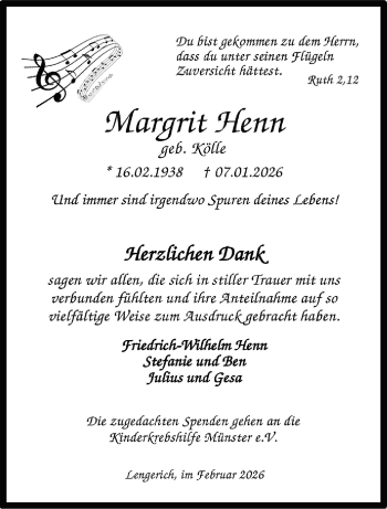 Anzeige von Margrit Henn 