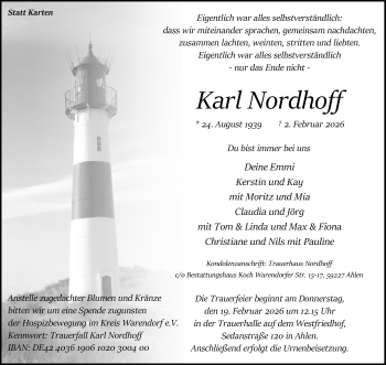 Anzeige von Karl Nordhoff 