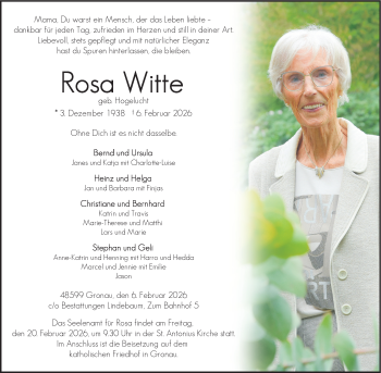 Anzeige von Rosa Witte 