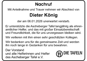Anzeige von Dieter König 