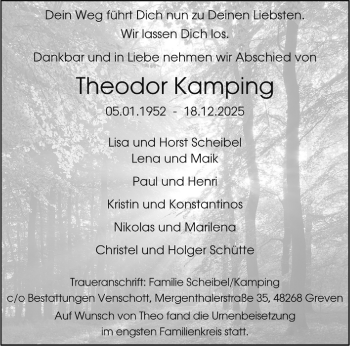 Anzeige von Theodor Kamping 