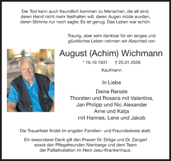 Anzeige von August Wichmann 