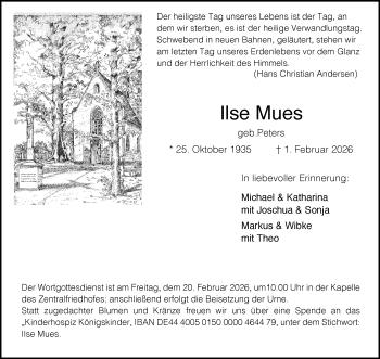 Anzeige von Ilse Mues 