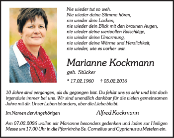 Anzeige von Marianne Kockmann 