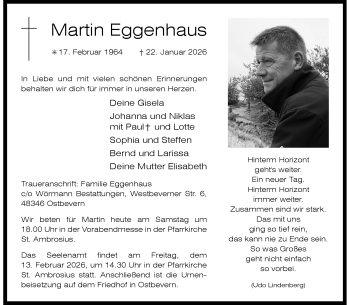 Anzeige von Martin Eggenhaus 