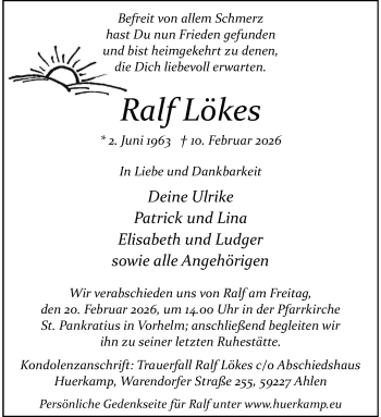 Anzeige von Ralf Lökes 