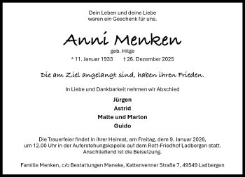 Anzeige von Anni Menken 