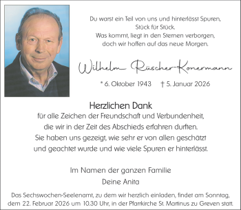 Anzeige von Wilhelm Rüscher-Konermann 