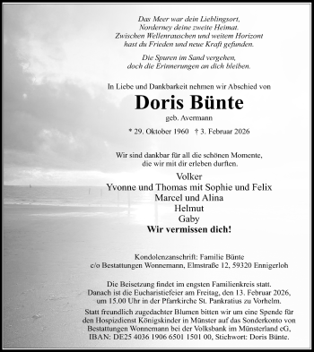 Anzeige von Doris Bünte 