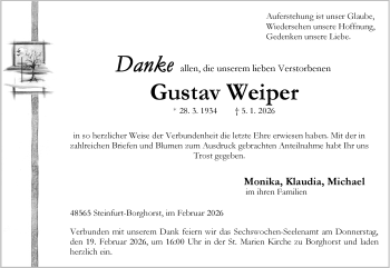 Anzeige von Gustav Weiper 