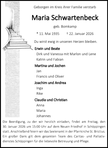 Anzeige von Maria Schwartenbeck 
