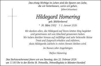 Anzeige von Hildegard Homering 