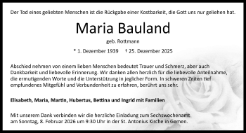 Anzeige von Maria Bauland 