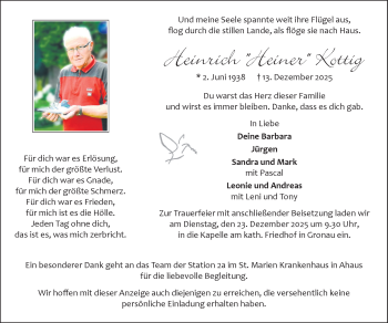 Anzeige von Heinrich Kottig 