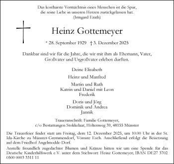 Anzeige von Heinz Gottemeyer 
