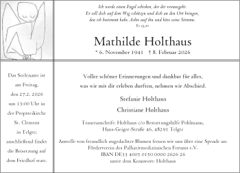 Anzeige von Mathilde Holthaus 