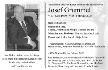 Anzeige von Josef Grummel 
